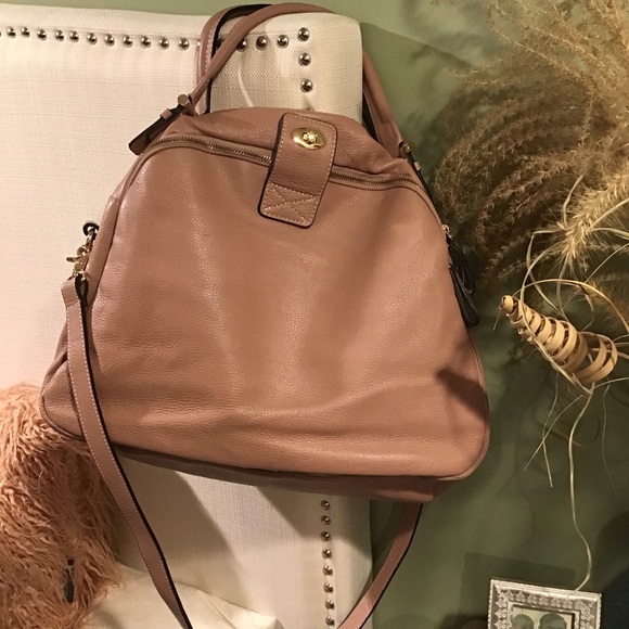 Orelia Handbags - All Leather Dusty Rose Satchel w long strap.